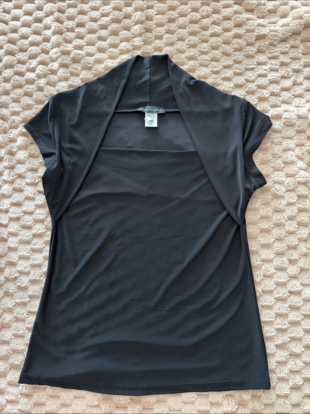 American City Wear Black Short Sleeve Open-Front Top